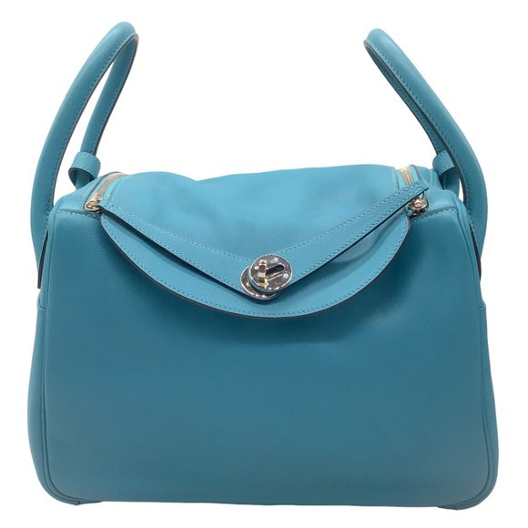 HERMES TURQUOISE 2007 LEATHER LINDY HANDBAG - Picture 1 of 13